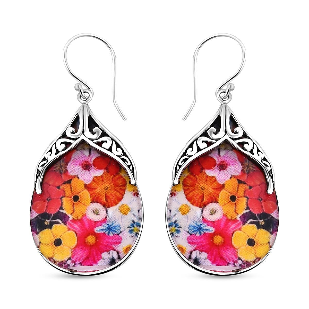 Resin  Earring  Sterling Silver 9.00 ct  9.000  Ct.