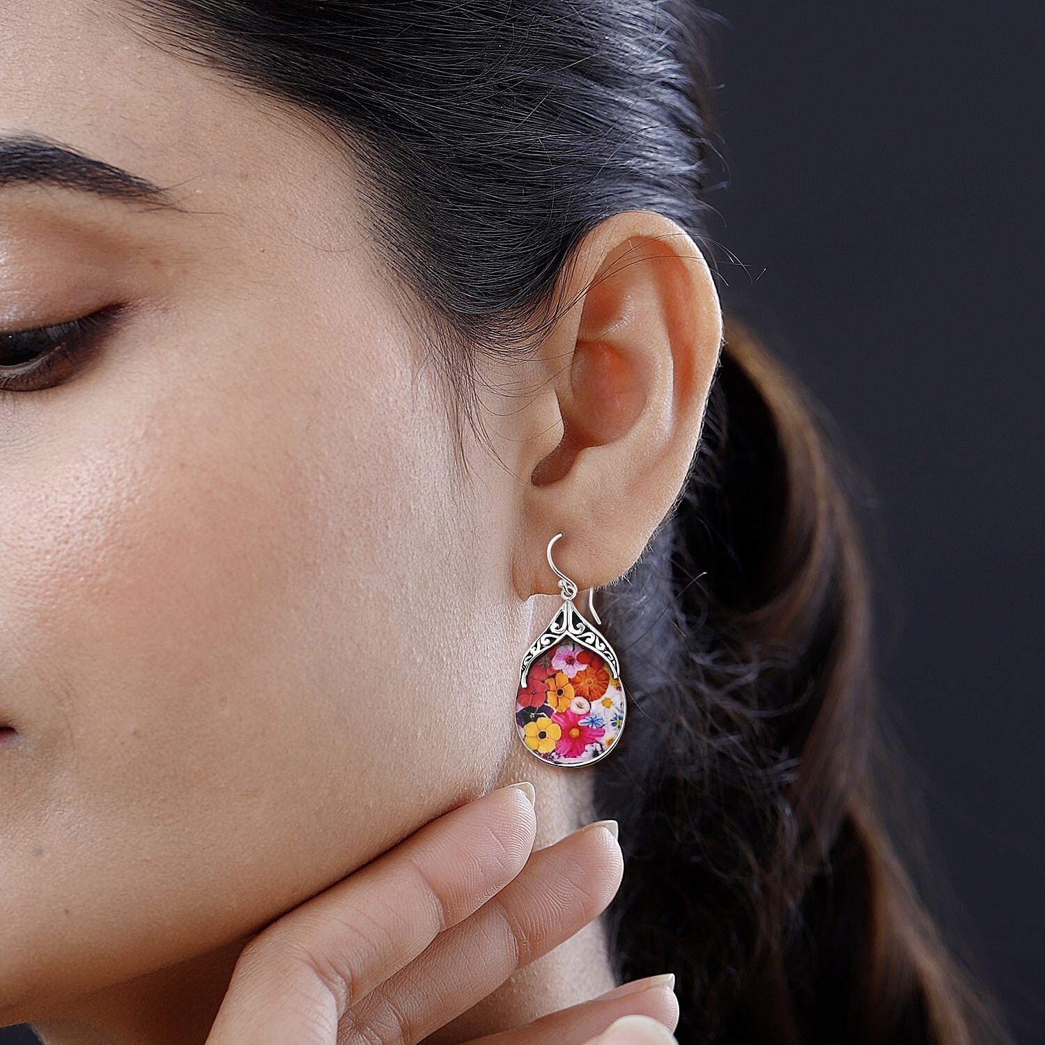 Resin  Earring  Sterling Silver 9.00 ct  9.000  Ct.