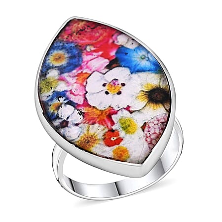 Resin Ring Sterling Silver 4.50 ct 4.500 Ct. Resin Ring Sterling Silver 4.50 ct 4.500 Ct.