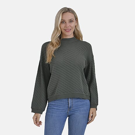 La Marey 100% Cotton Round Neck Jumper (Size 16 to 18) -  Green