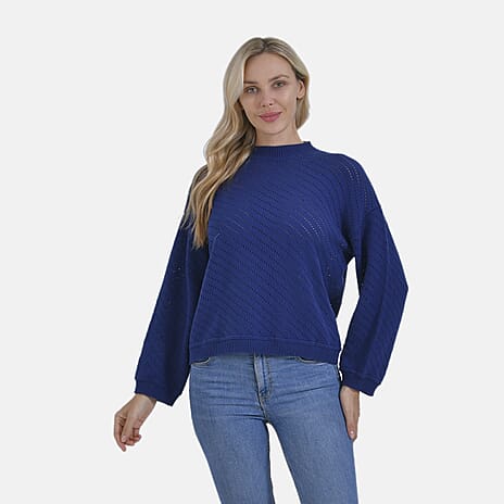 La Marey 100% Cotton Round Neck Jumper (Size 8 to 10) -  Navy
