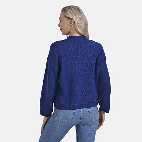 La Marey 100% Cotton Round Neck Jumper (Size 12 to 14) -  Navy