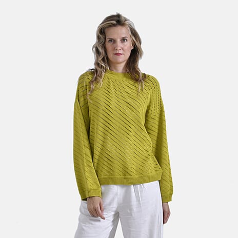 La Marey 100% Cotton Cozy Knit Round Neck Jumper (Size L) - Green