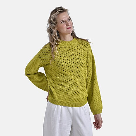 La Marey 100% Cotton Cozy Knit Round Neck Jumper (Size L) - Green