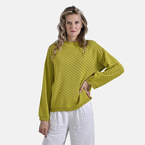 La Marey 100% Cotton Cozy Knit Round Neck Jumper (Size L) - Green