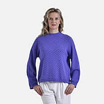 La Marey 100% Cotton Cozy Round Neck Jumper (Size S) - Purple
