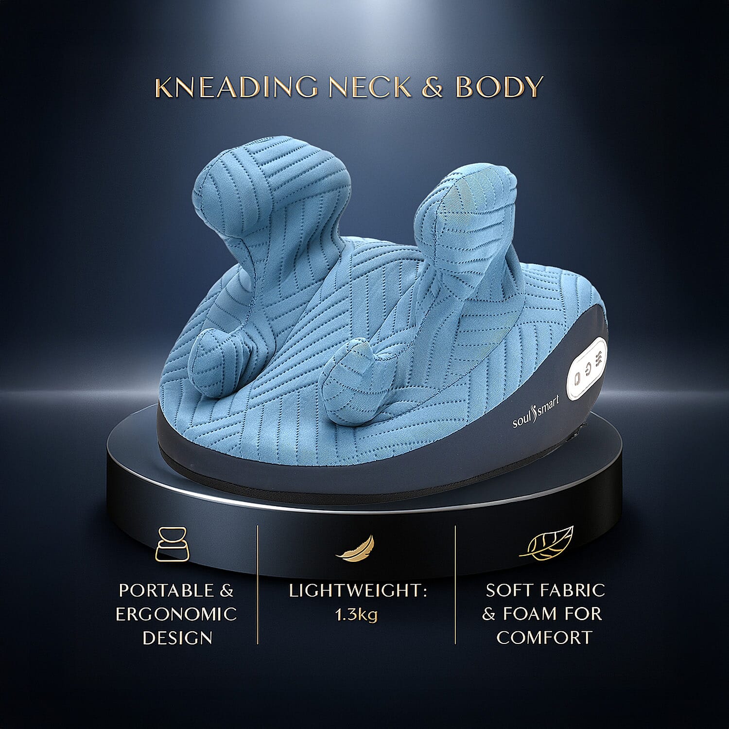 Soul Smart Kneading Neck & Body Massager - 90 min Run Time (Size 250x220x185mm) - Black & Blue