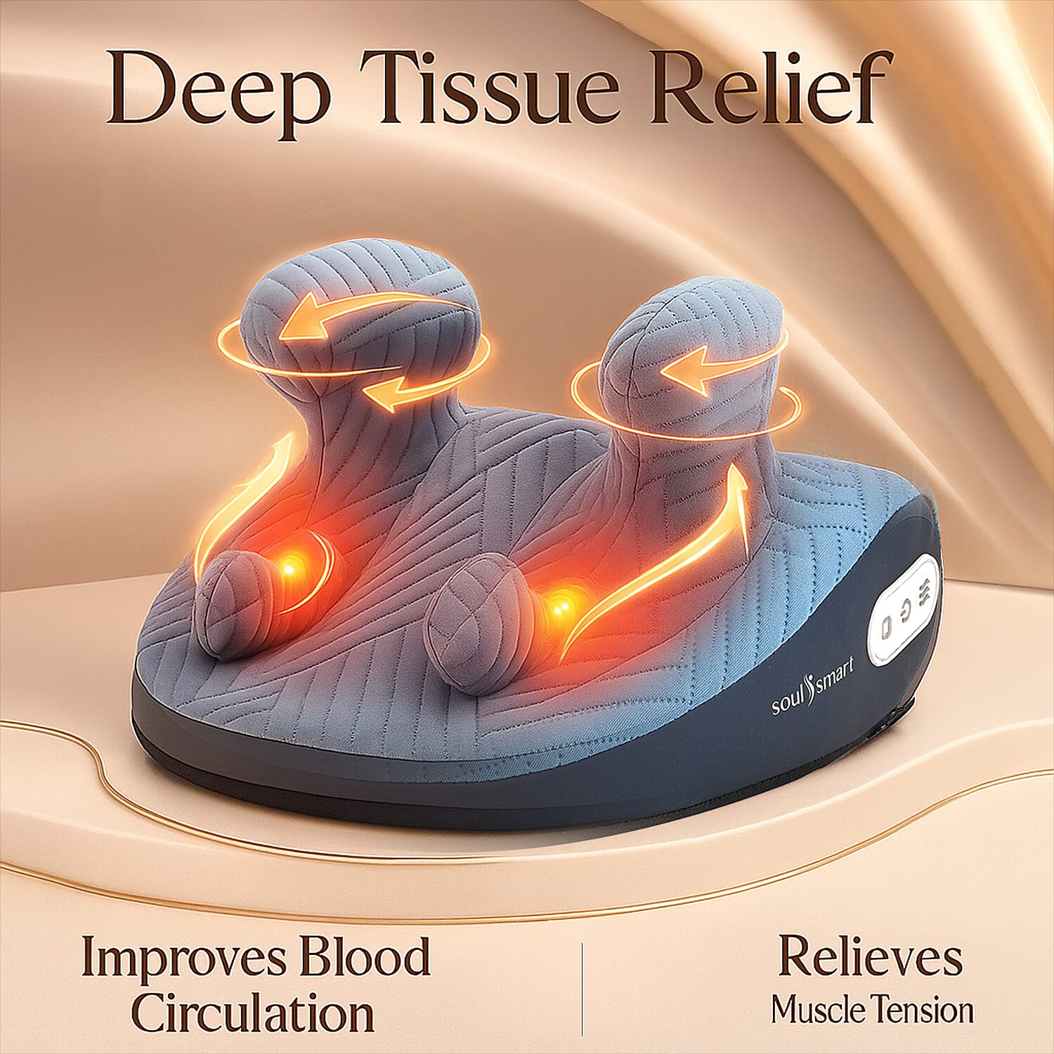 Soul Smart Kneading Neck & Body Massager - 90 min Run Time (Size 250x220x185mm) - Black & Blue