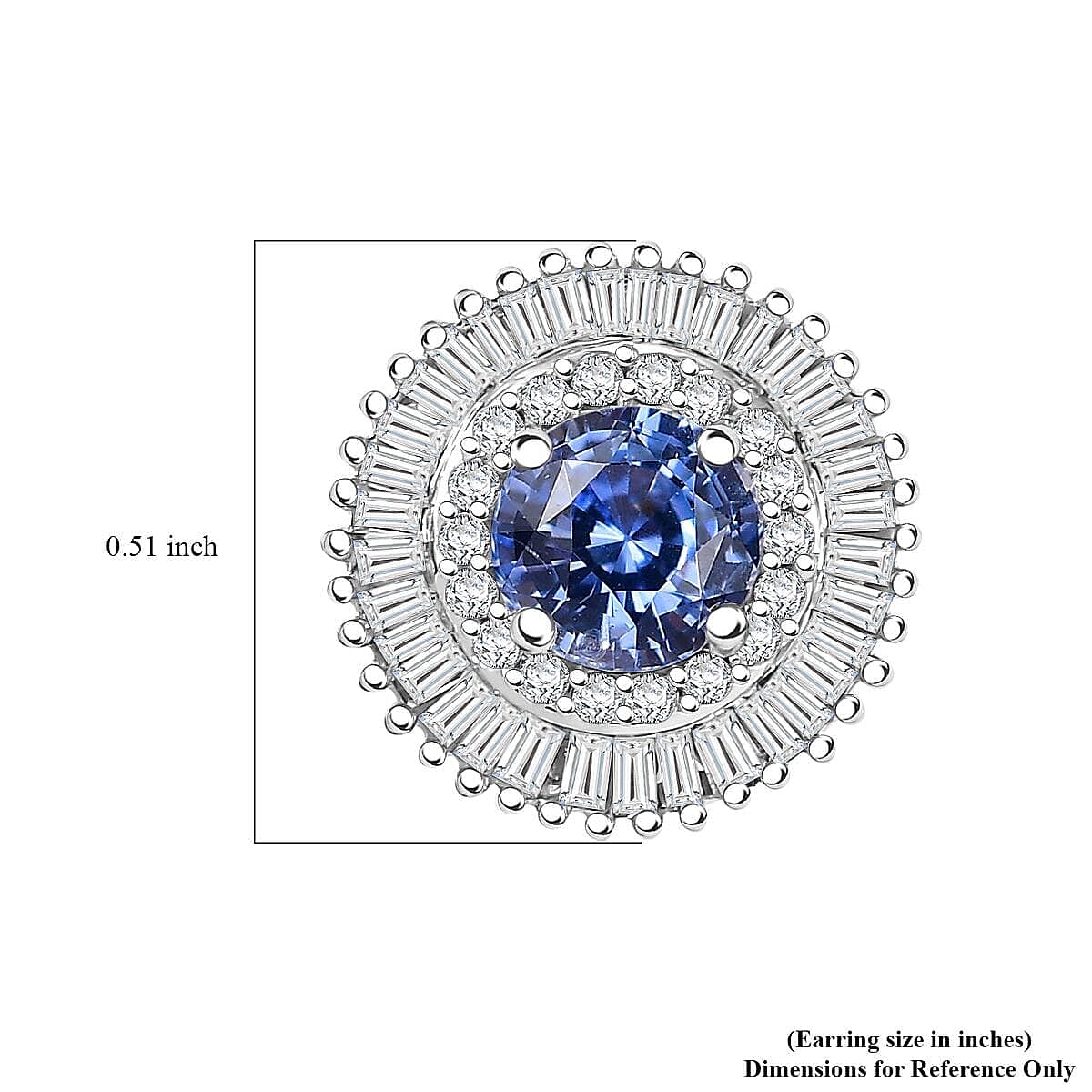 Luxoro 14K White Gold AGI Certified AAA Blue Ceylon Sapphire & White Diamond (I2-GH) Stud Push Post Earring 2.48 Ct.