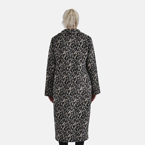 La Marey Ladies Leopard Printed Longline Coat (Size XL) - Brown