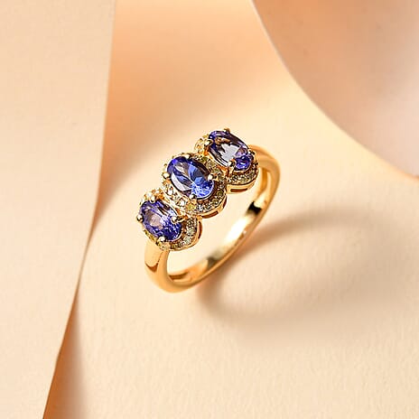 EXCLUSIVE COMMISSION - AAA Tanzanite & Natural Yellow Diamond Ring in 18K YG Vermeil Sterling Silver 1.64 ct