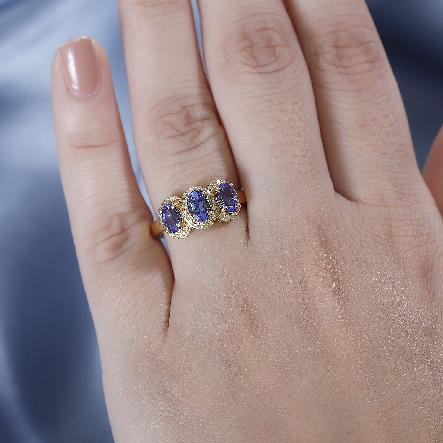 EXCLUSIVE COMMISSION - AAA Tanzanite & Natural Yellow Diamond Ring in 18K Vermeil Yellow Gold Plated Sterling Silver 1.58 Ct.