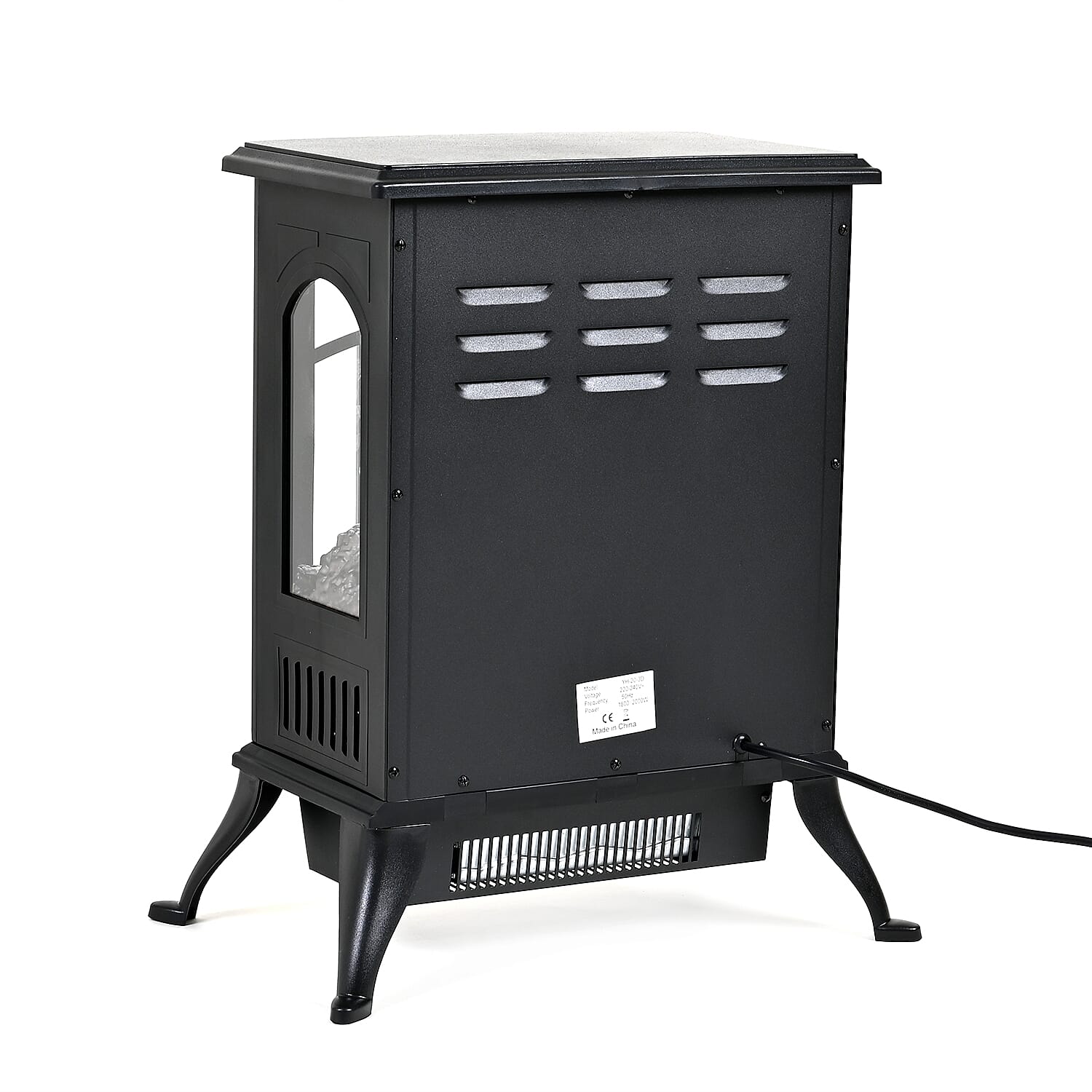 Electric Fireplace Heater (Size 390x565 mm) - Adjustable Flame Effect - Black 1000W-2000W