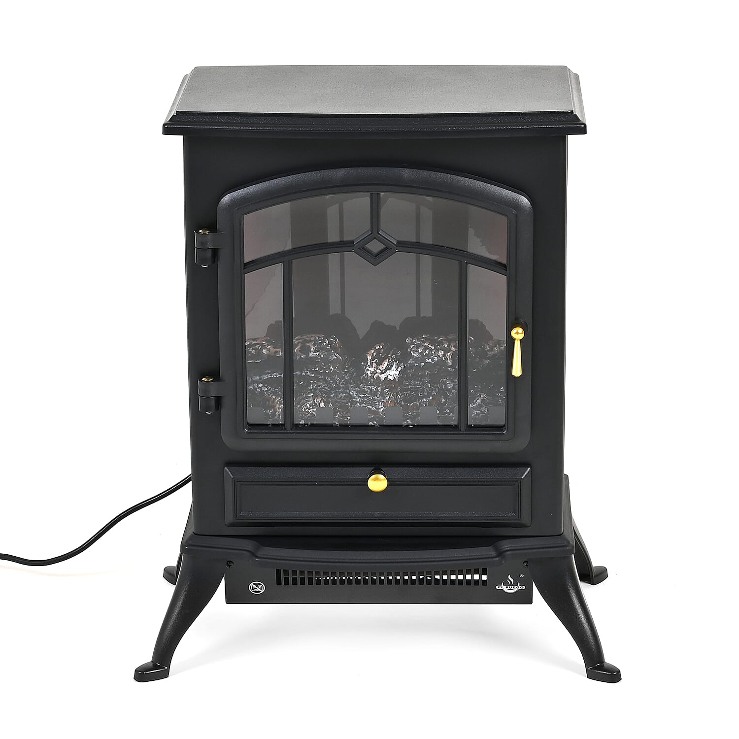Electric Fireplace Heater (Size 390x565 mm) - Adjustable Flame Effect - Black 1000W-2000W