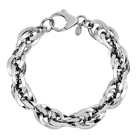 La Bella Fine Italian Jewellery - Handmade Sterling Silver Prince Of Wales Bracelet with Lobster Clasp (Size 8), Silver Wt. 23.60 Gms.