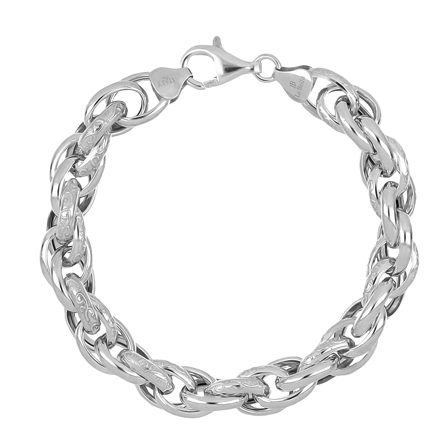 La Bella Handmade Chunky Prince of Wales Bracelet (Size - 8) With Lobster Clasp in Sterling Silver, Silver Wt. 20.26 Gms.
