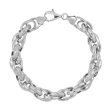 La Bella Handmade Chunky Prince of Wales Bracelet  (Size - 8) With Lobster Clasp in Sterling Silver, Silver Wt. 20.26 Gms.
