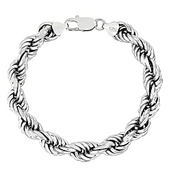 La Bella Fine Italian Jewellery - Handmade Sterling Silver Rope Bracelet With Lobster Clasp (Size - 8)