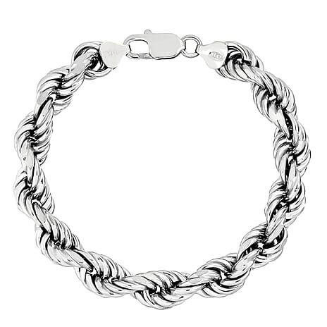 La Bella Fine Italian Jewellery - Handmade Sterling Silver Rope Bracelet With Lobster Clasp (Size - 8)