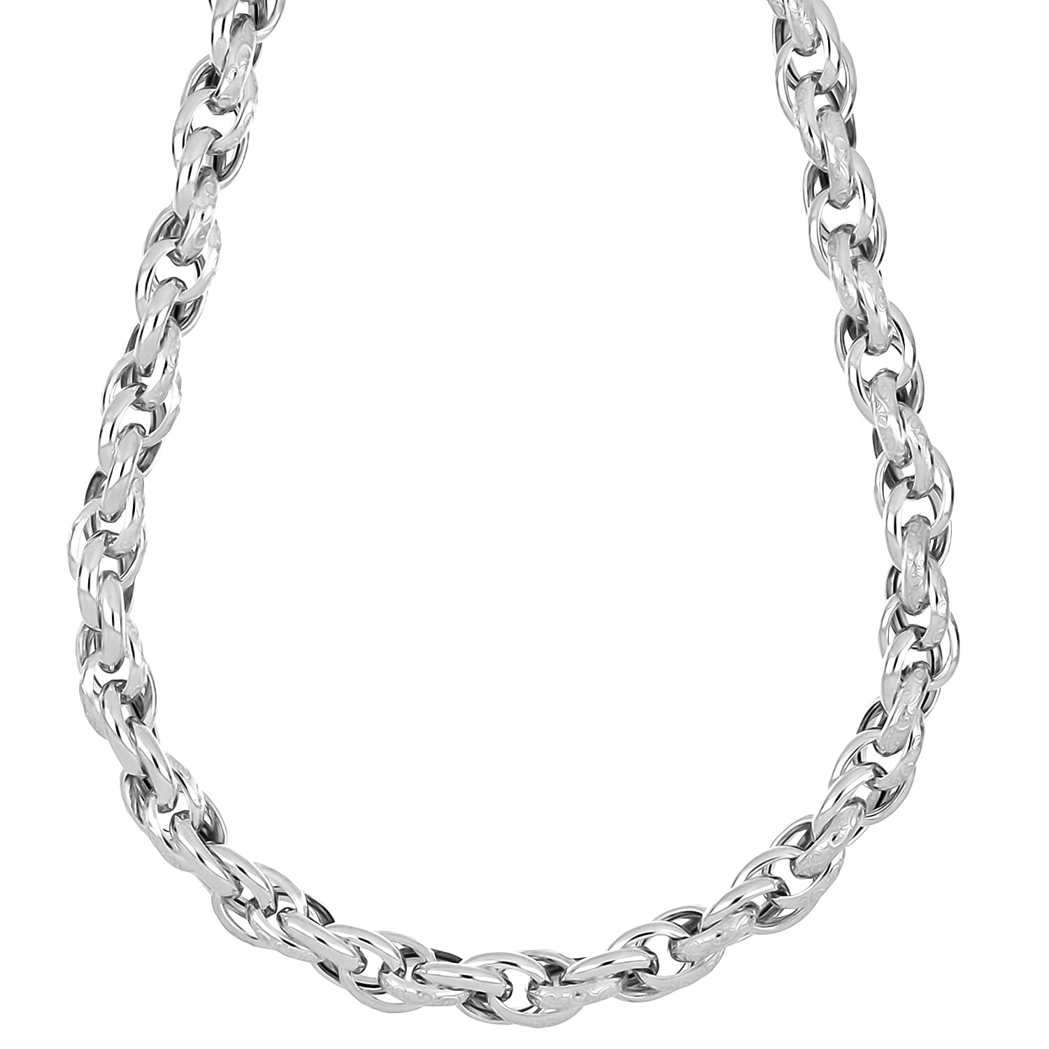 La Bella Handmade Chunky Prince of Wales Necklace (Size - 20) With Lobster Clasp in Sterling Silver, Silver Wt.52.68 Gms.