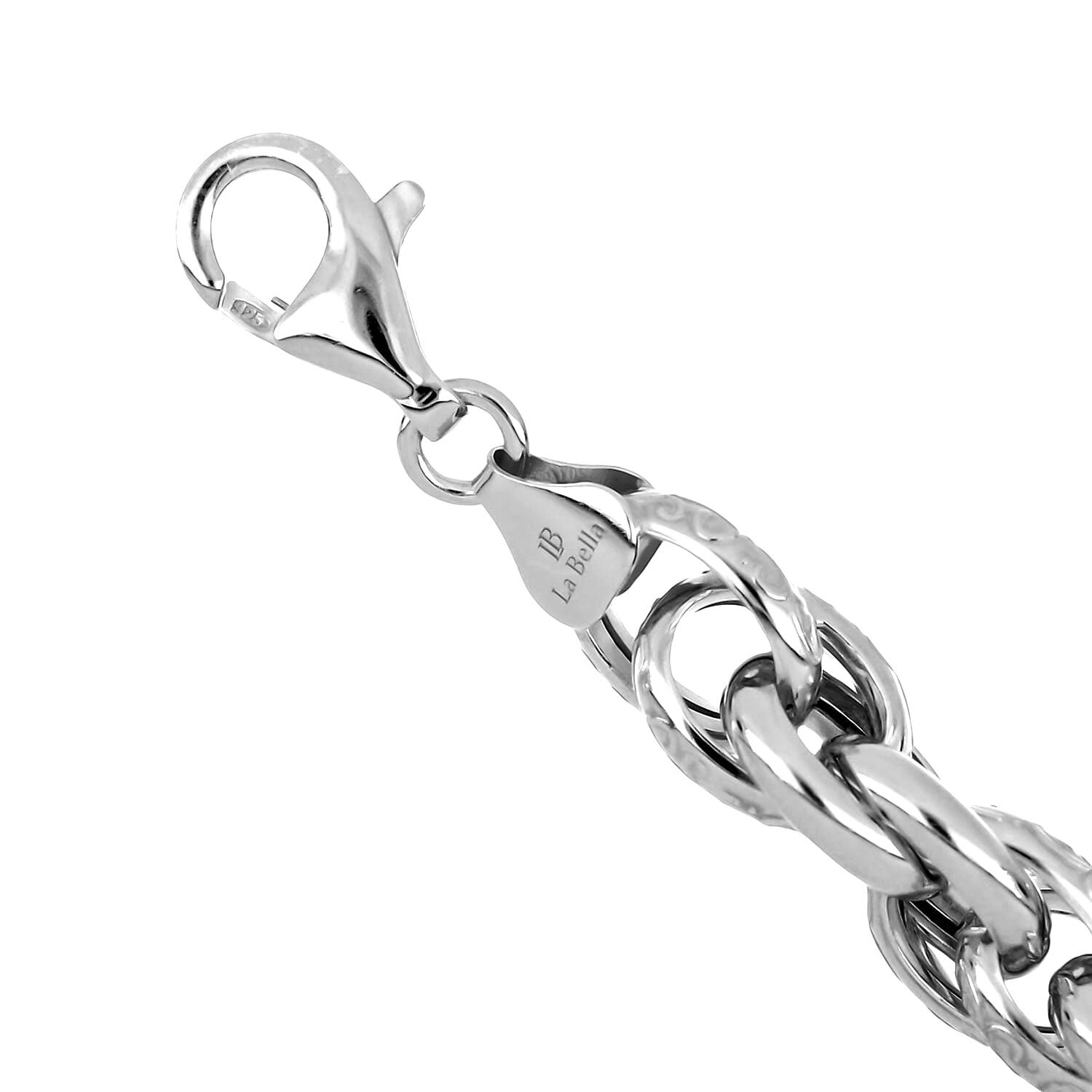 La Bella Handmade Chunky Prince of Wales Necklace (Size - 20) With Lobster Clasp in Sterling Silver, Silver Wt.52.68 Gms.