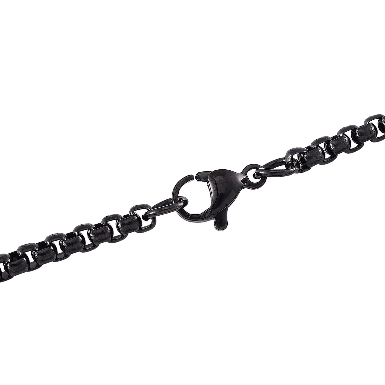 White Crystal Pendant With Chain (Size - 22) in Black & Yellow