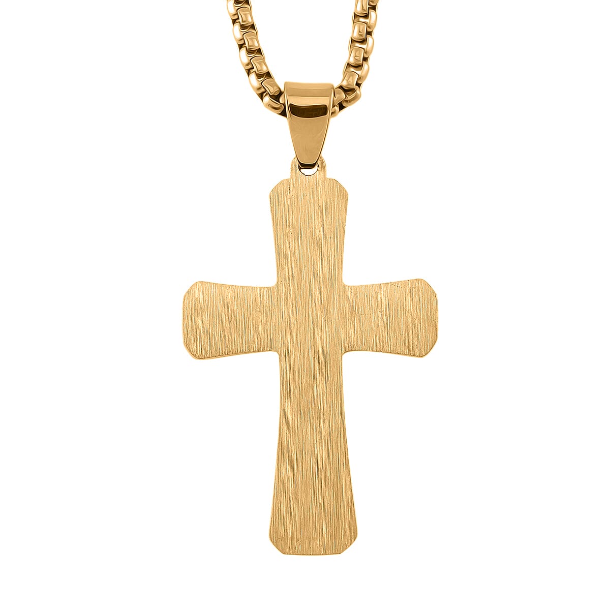 White Crystal Cross Pendant With Chain (Size - 22) in Two Tone