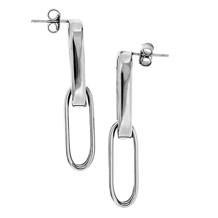 LA BELLA - Broad Paperclip Sterling Silver Earrings With Push Back