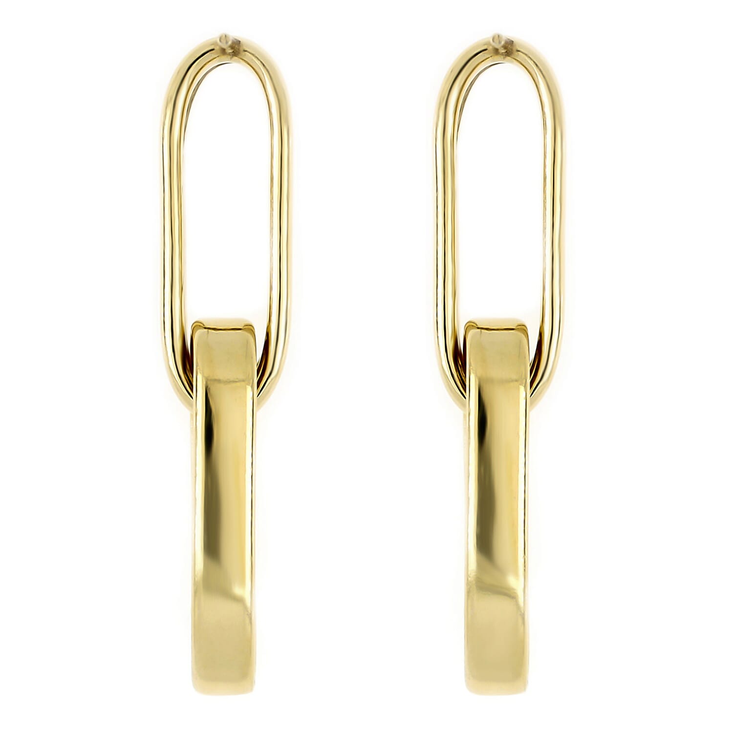 SUPERFIND - LA BELLA - Broad Paperclip Earring With Push Back in Yellow Gold Plated Sterling Silver