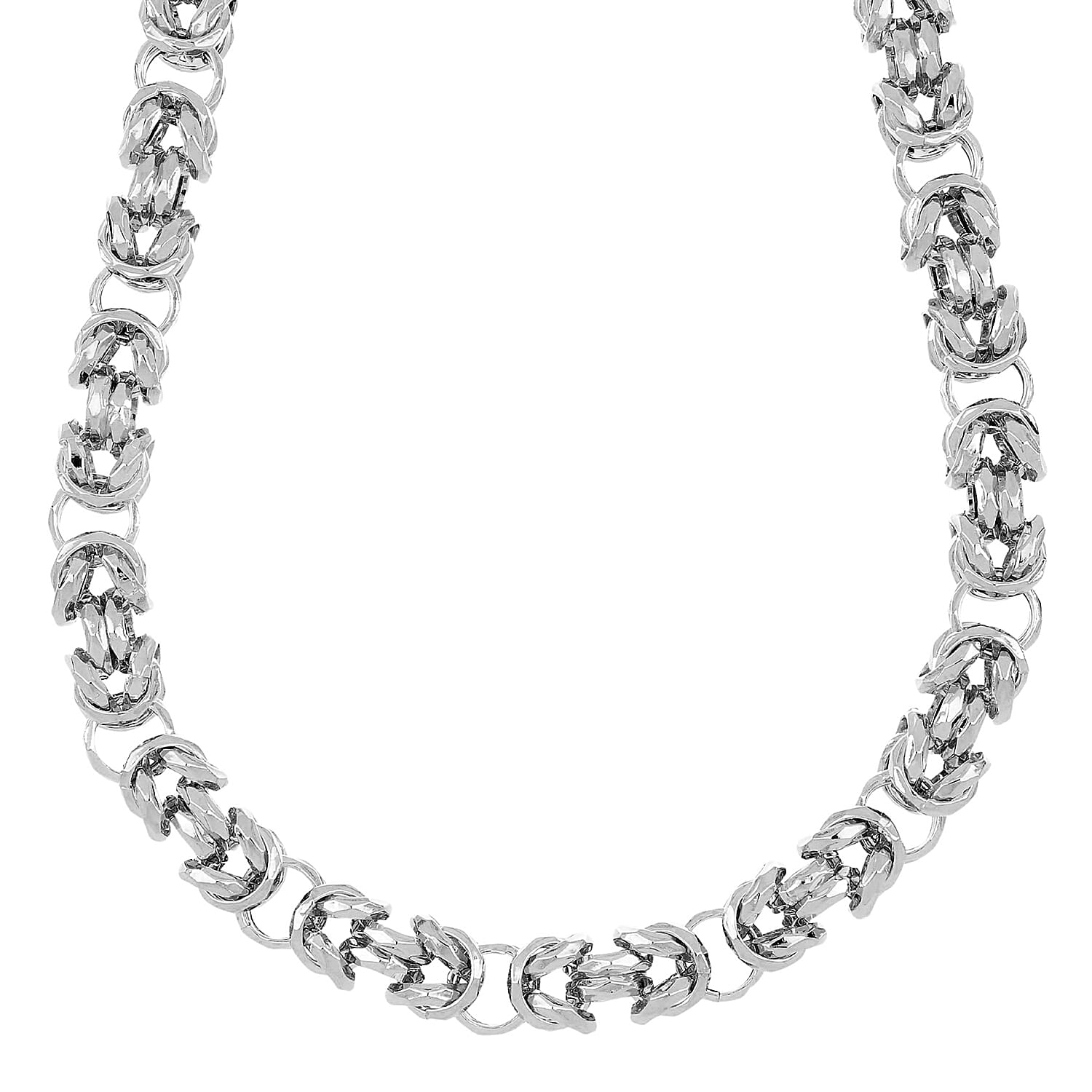 La Bella - Fine Italian Jewellery - Handmade Sterling Silver Byzantine  Necklace (Size - 22) With Lobster Clasp, Silver Wt. 80.30 Gms.