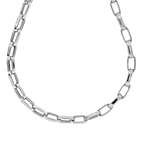 La Bella Fine Italian Jewellery - Broad Paperclip Necklace (Size - 20) With Lobster Clasp in Sterling Silver, Silver Wt. 43.52 Gms.
