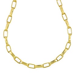 La Bella Collection - Yellow Gold Plated Sterling Silver Rectangular Link Necklace With Lobster Clasp (Size - 20)