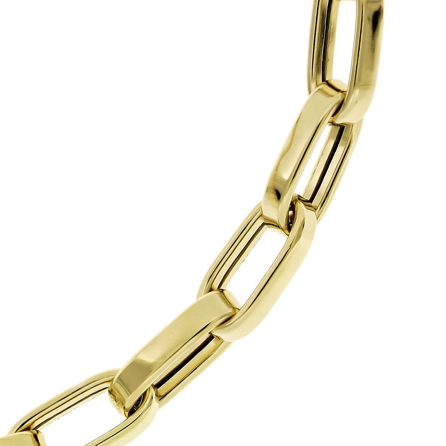 La Bella Fine Italian Jewellery - Broad Paperclip Necklace (Size - 20) With Lobster Clasp in Gold Overlay Sterling Silver, Silver Wt. 43.52 Gms