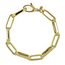LA BELLA - Broad Paperclip Bracelet in Gold Overlay Sterling Silver With Lobster Clasp (Size - 8)
