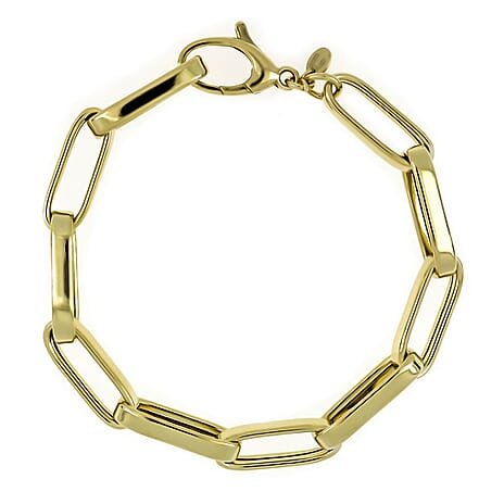La Bella - Broad Paperclip Bracelet (Size - 8) With Lobster Clasp in Yellow Gold Overlay Sterling Silver