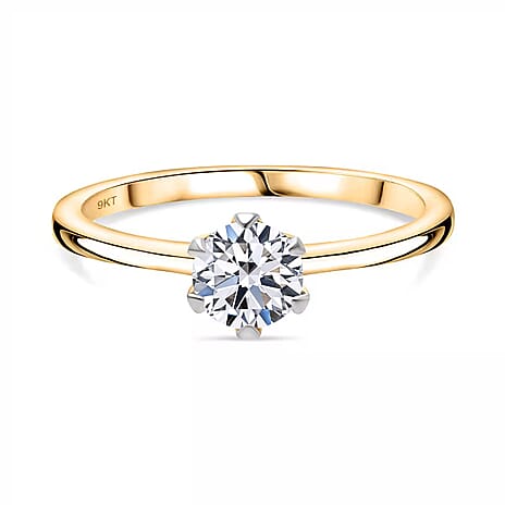JCK Vegas Closeout Luxuriant Diamond  - 9K Yellow Gold SGL Certified VS- EF Lab Grown Diamond Ring