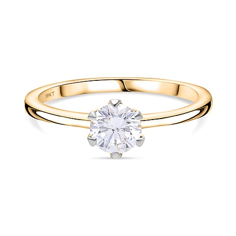 JCK Vegas Closeout Luxuriant Diamond  - 9K Yellow Gold SGL Certified VS- EF Lab Grown Diamond Ring