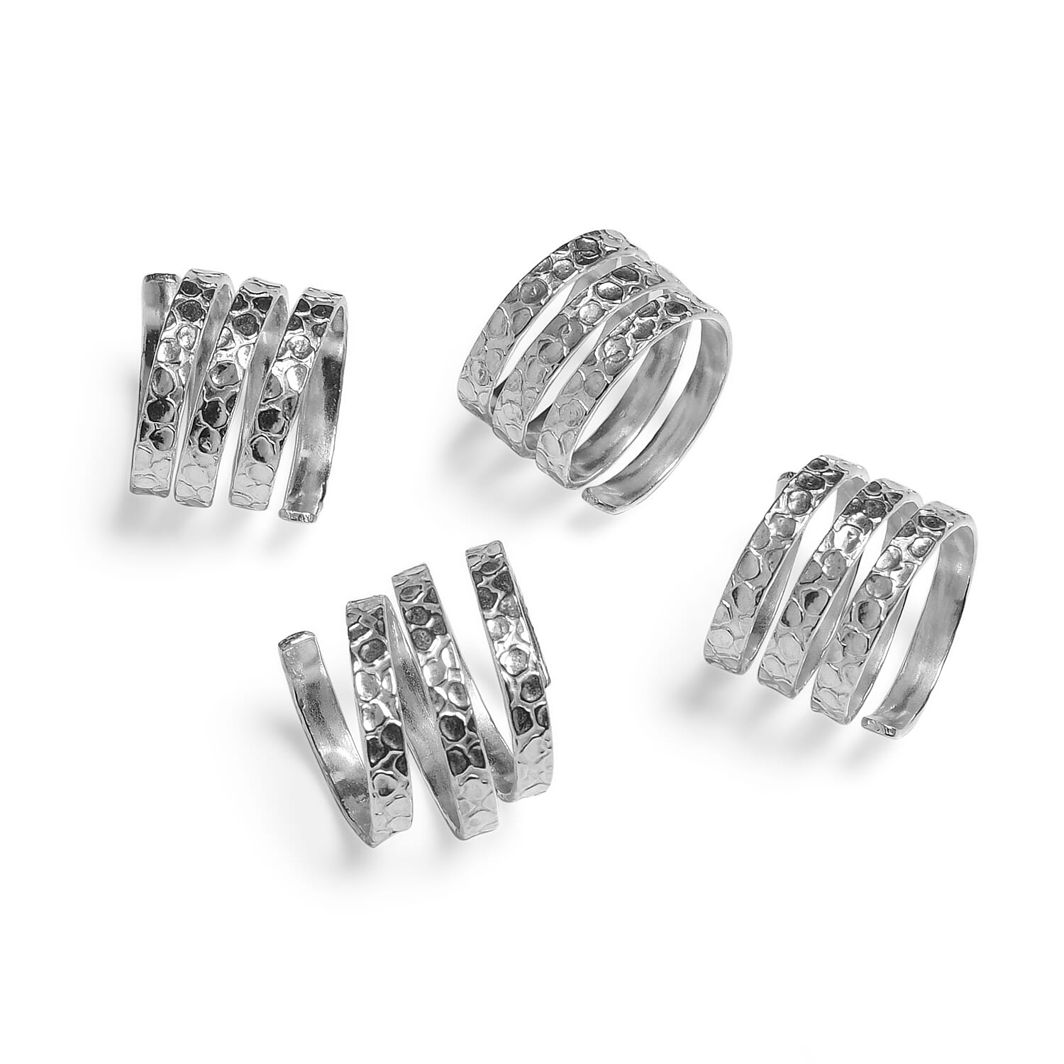 Set of 4 - Spring Cotton Napkin Ring with Table Napkins (Size 40) - Silver