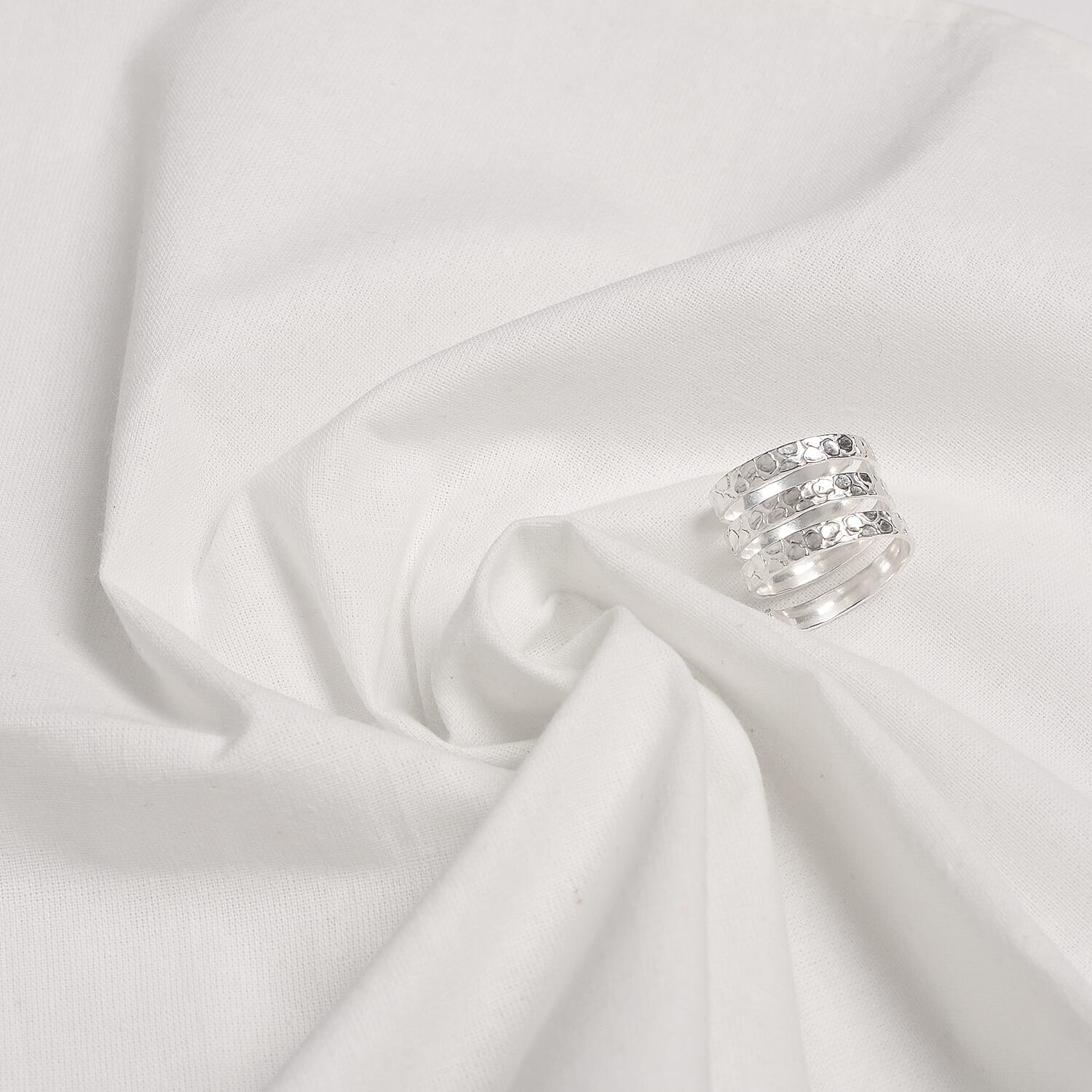 Set of 4 - Spring Cotton Napkin Ring with Table Napkins (Size 40) - Silver