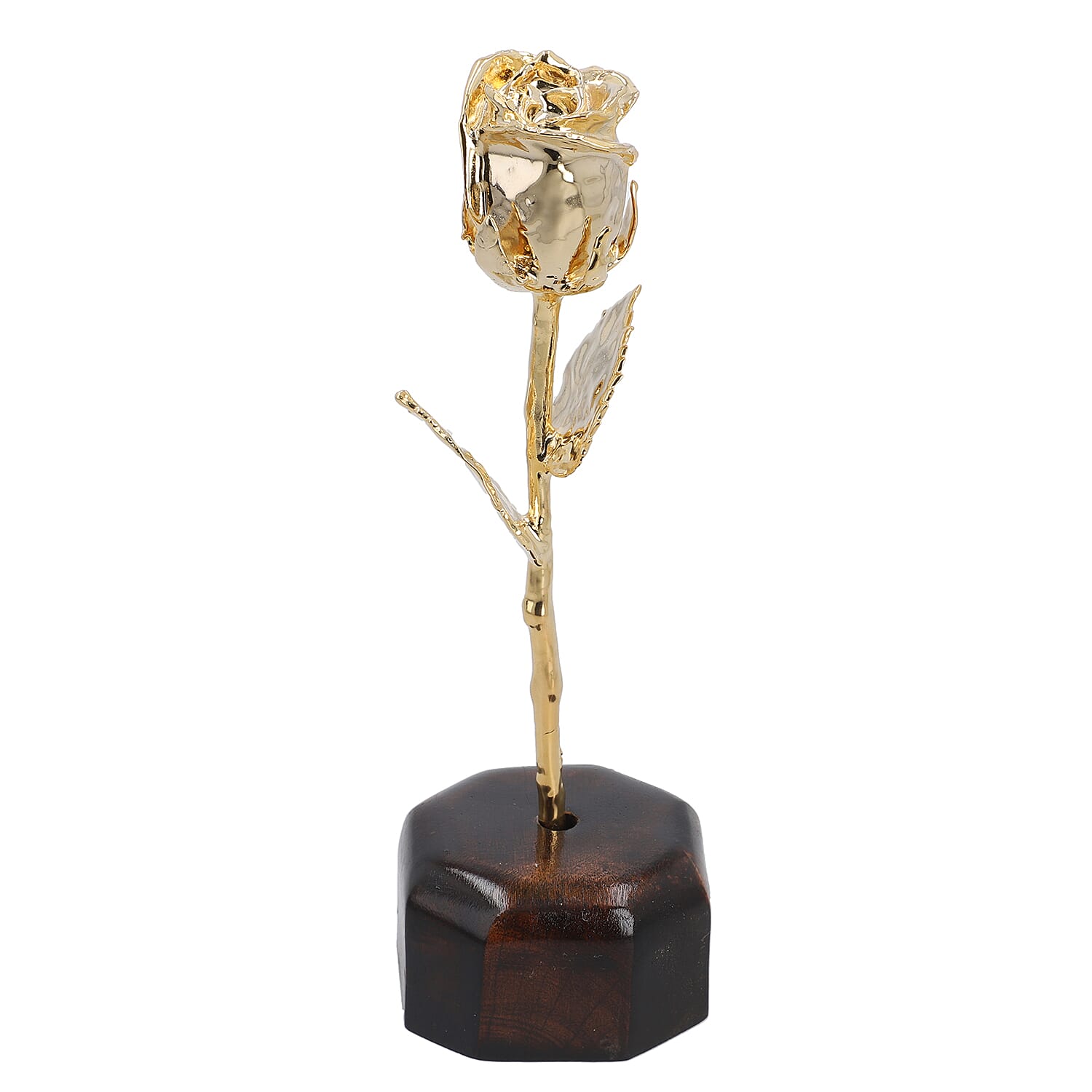 Handcrafted Yellow Gold Overlay Eternal Real Rose in Gift Box (15 Cm)