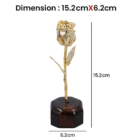 Mothers Day Gift - Handcrafted Yellow Gold Overlay Eternal Real Rose in Gift Box (15 Cm)