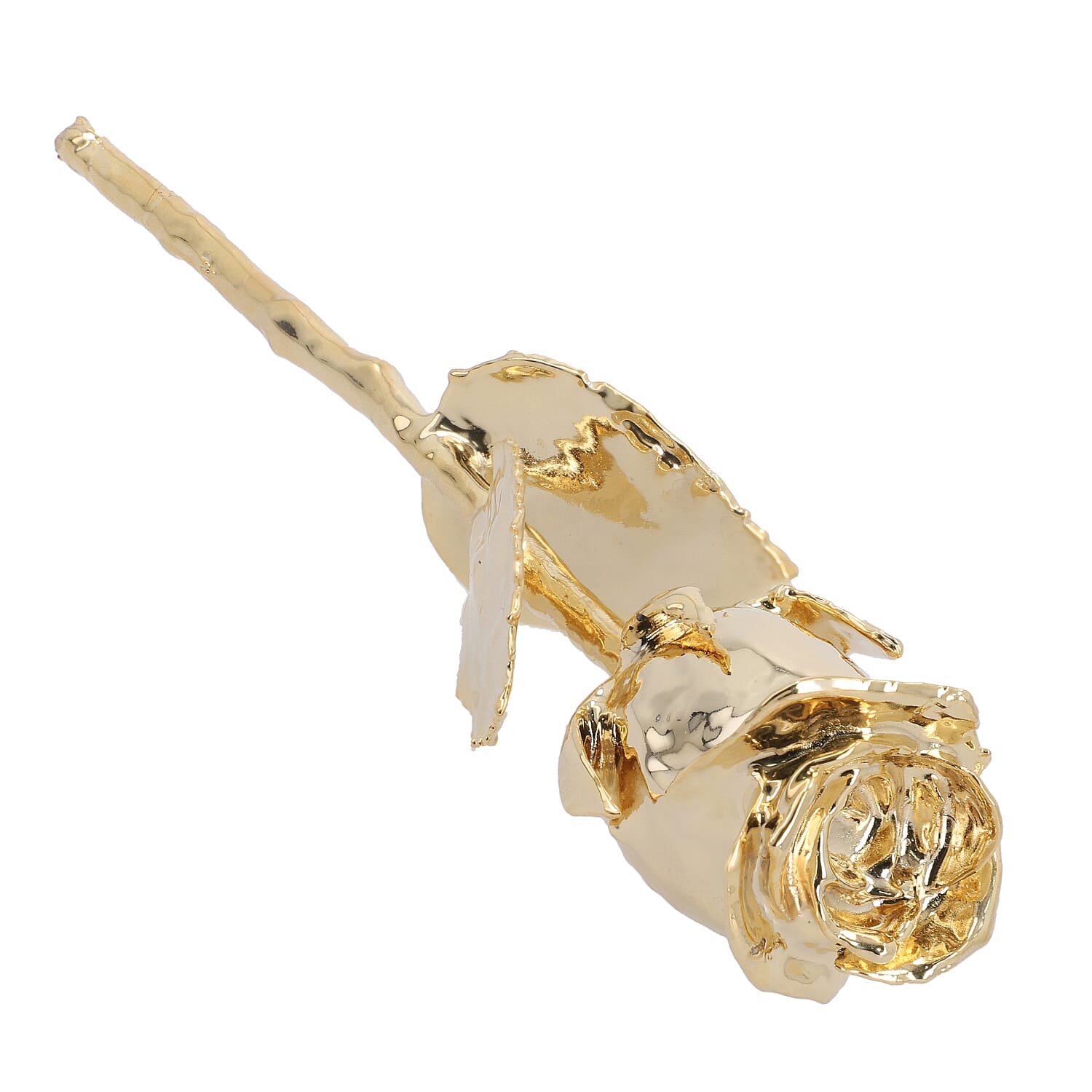 Handcrafted Yellow Gold Overlay Eternal Real Rose in Gift Box (15 Cm)