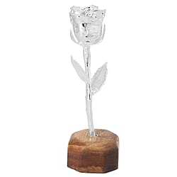 Handcrafted Decorative Gift Article Real Rose with Yellow Gold Tone (15.2 Cm) in Box and Stand