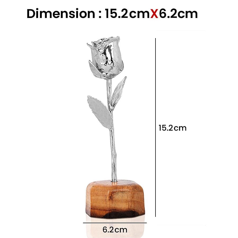 Handcrafted Silver Overlay Eternal Real Rose in Gift Box (15.2 Cm)