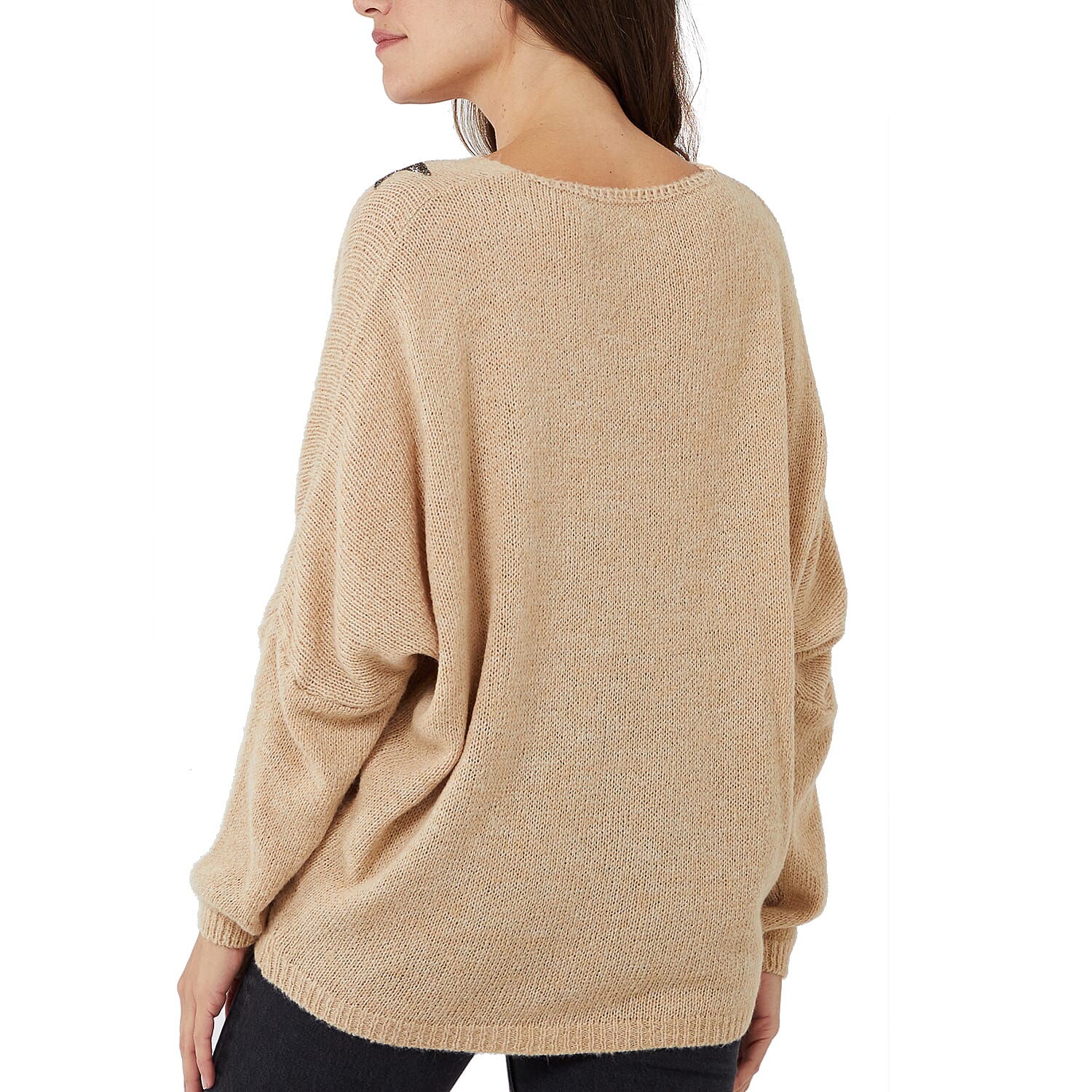 TAMSY 3 Stars Knitted Jumper - Stone (Size 8-18)