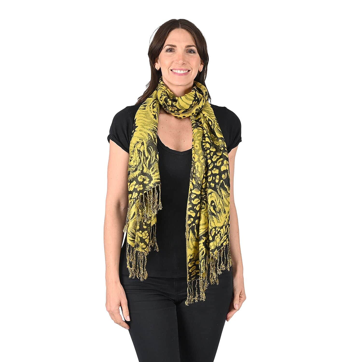 Tamsy Abstract Pattern Shawl - Yellow