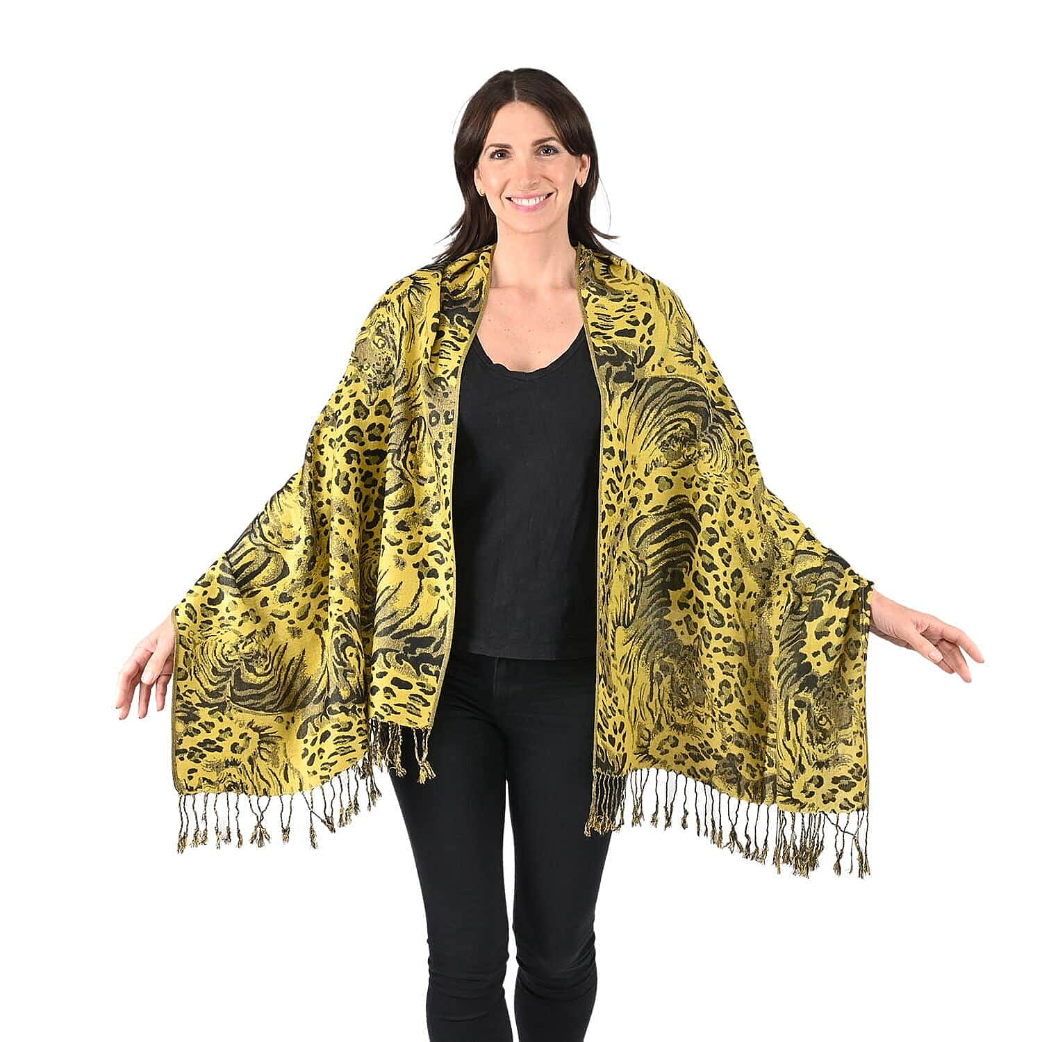 Tamsy Abstract Pattern Shawl - Yellow