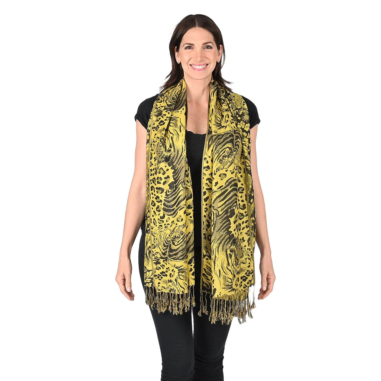 Tamsy Abstract Pattern Shawl - Yellow
