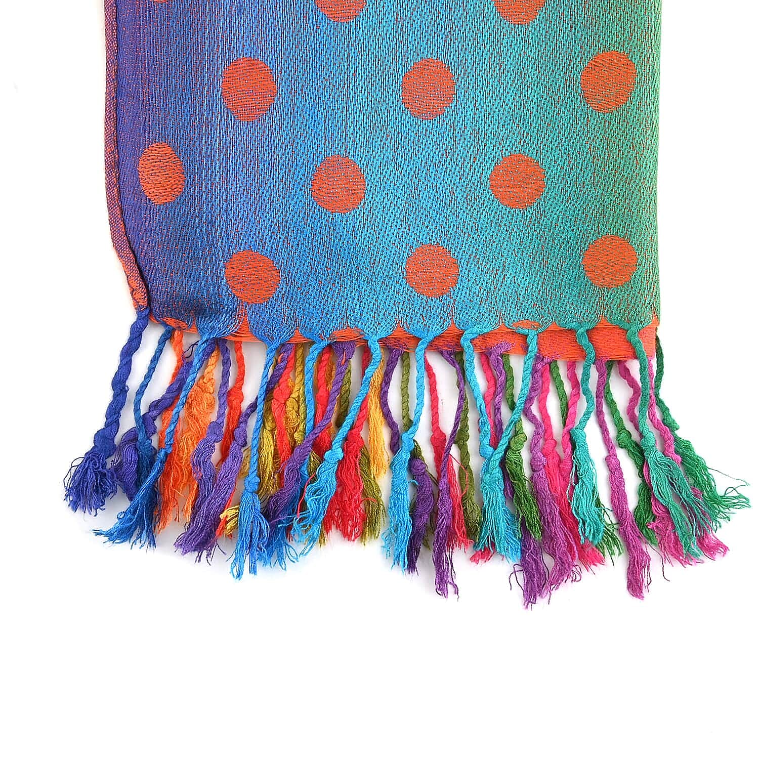 Pashmina Jacquard Pattern Scarf - Orange & Multi Colour - 100% Viscose