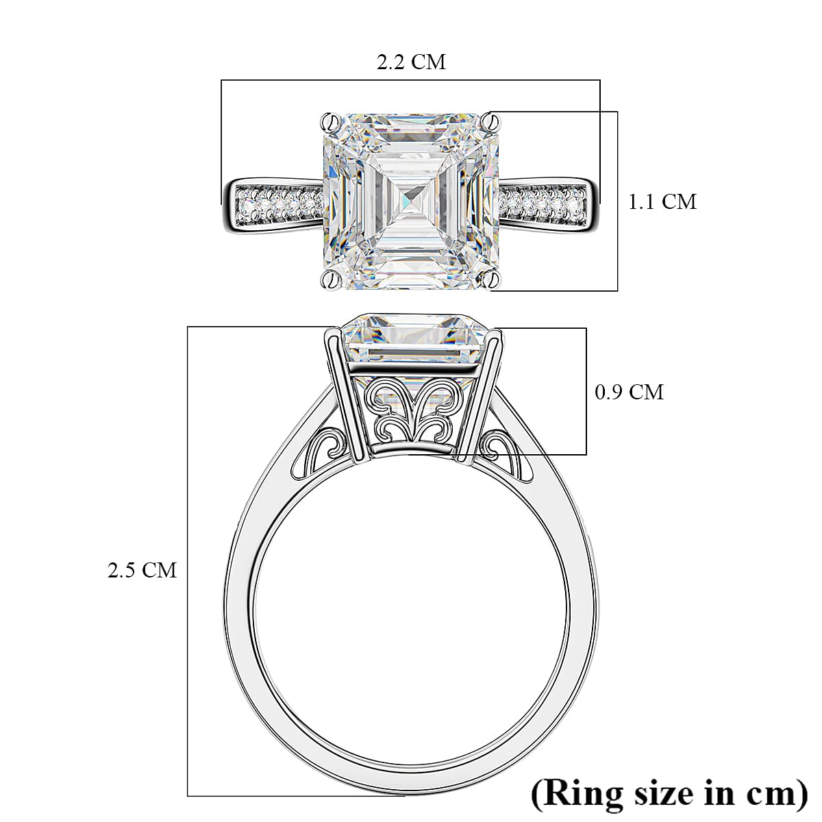 9K White Gold Moissanite Ring 5.50 Ct. 9K White Gold Moissanite Ring 5.50 Ct.
